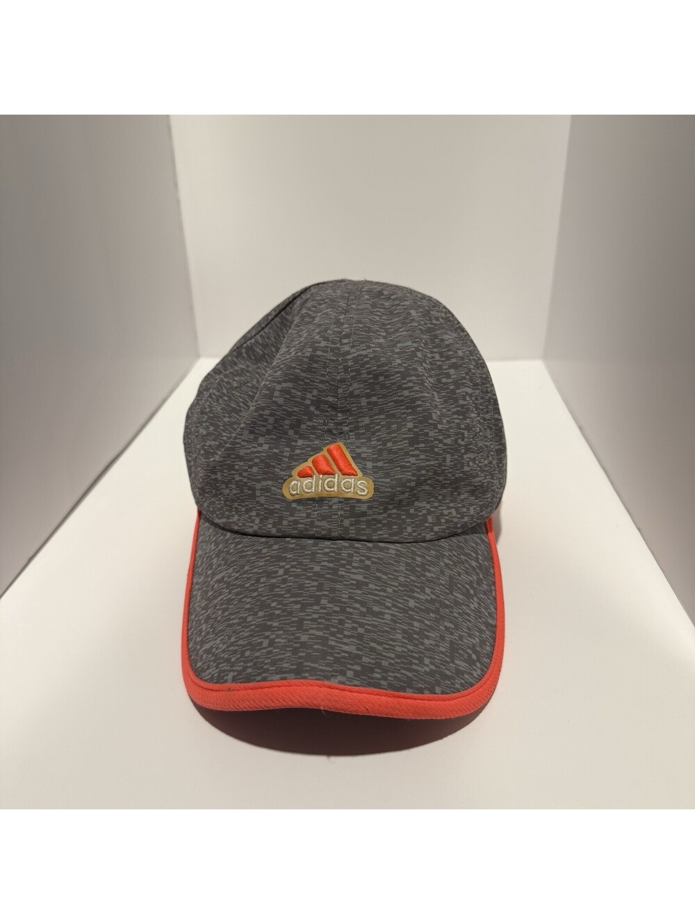 Adidas Adizero Climacool Hat Grey Pixel Digital Print Orange Running Cap OSFM